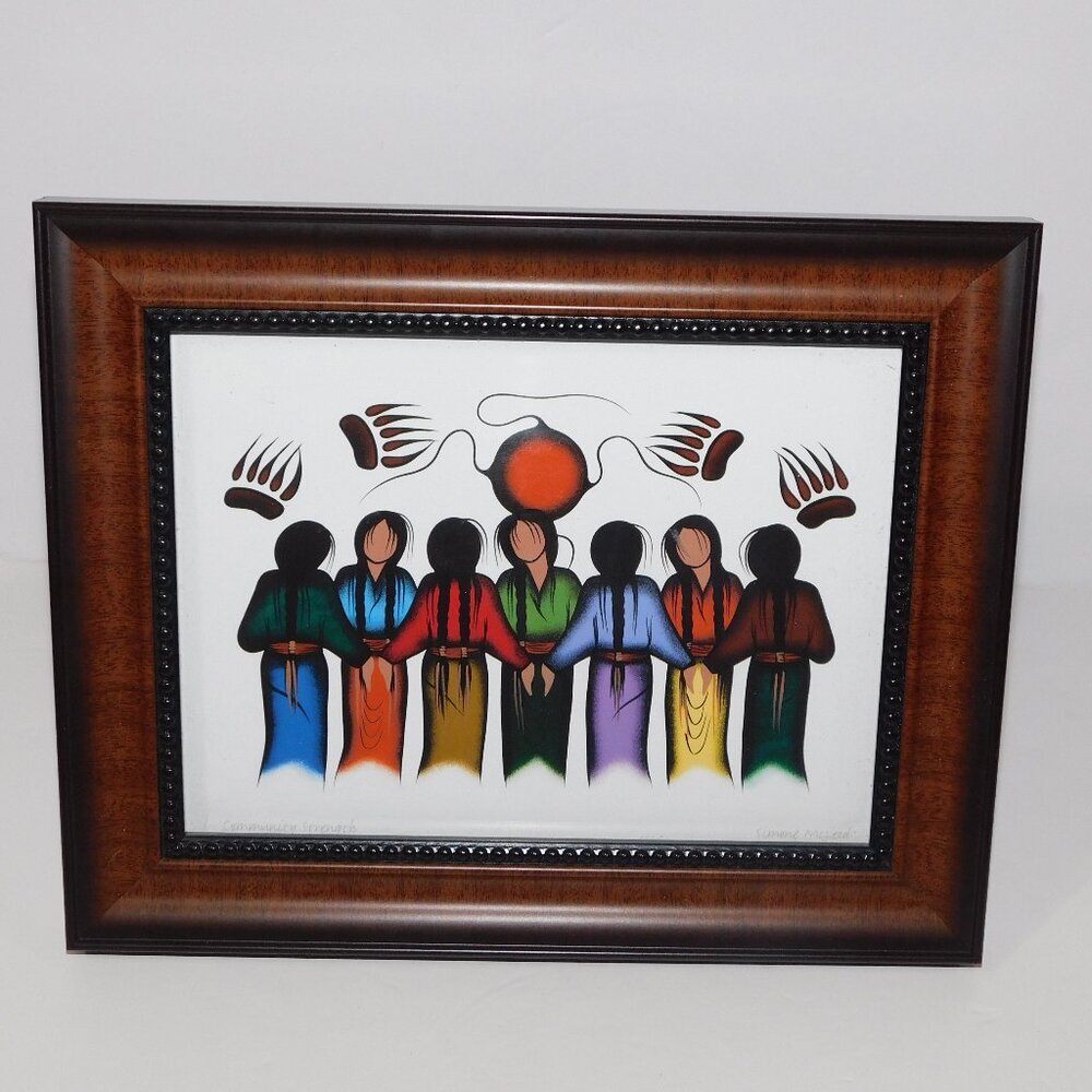 Simone McLeod Cree Ojibway Artist Community Strength Framed Art Card 9" x 6"